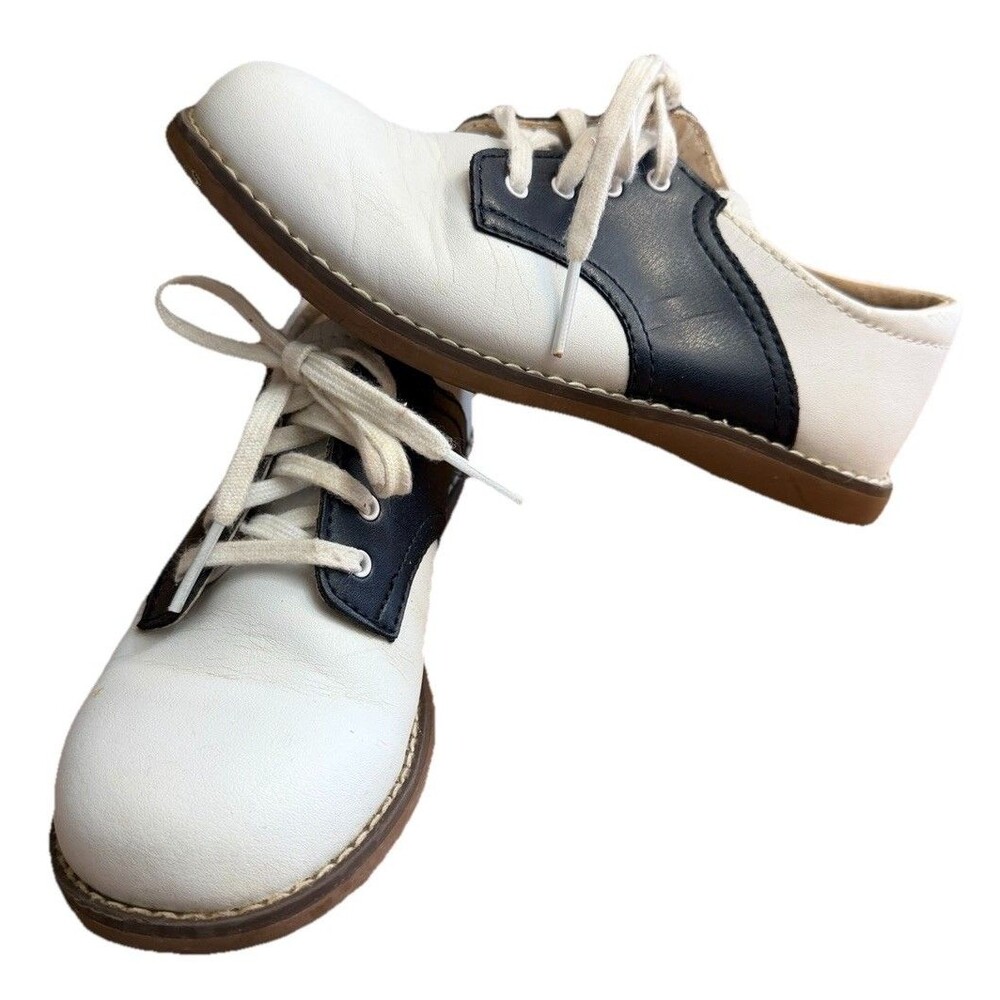 Footmates Girls Boys Sze 12 CHEER Saddle Oxford Shoes Dress White Navy Wide